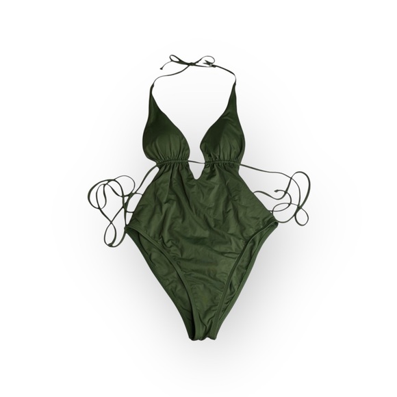 L*Space ☼ Pamela Plunging Strappy Open Back One Piece Swimsuit ☼ Olive Green 10 - Picture 6 of 17